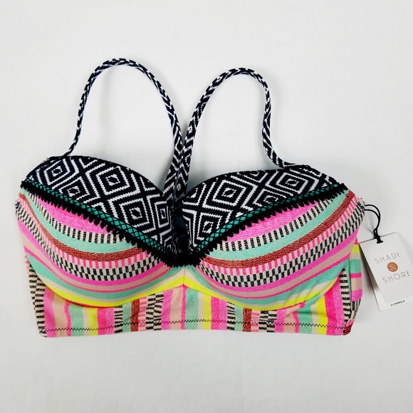 Shade & Shore Geometric Stripe Bikini Top Size 38C - Picture 4 of 7